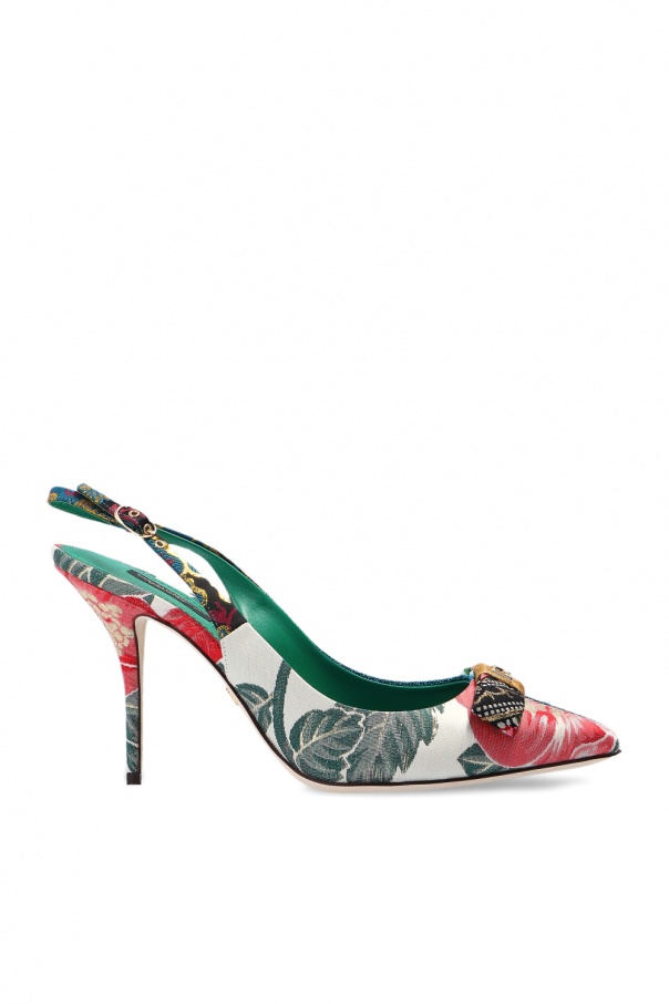 DOLCE & GABBANA FLORAL PRINT LEGGINGS Pumps with logo